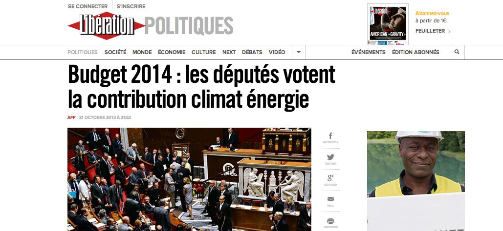 Budget 2014 : les députés votent la contribution climat énergie