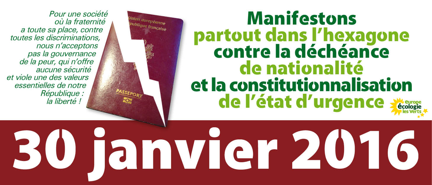 30 janvier : manifestons contre la déchéance de nationalité et la constitutionnalisation de l’état d’urgence