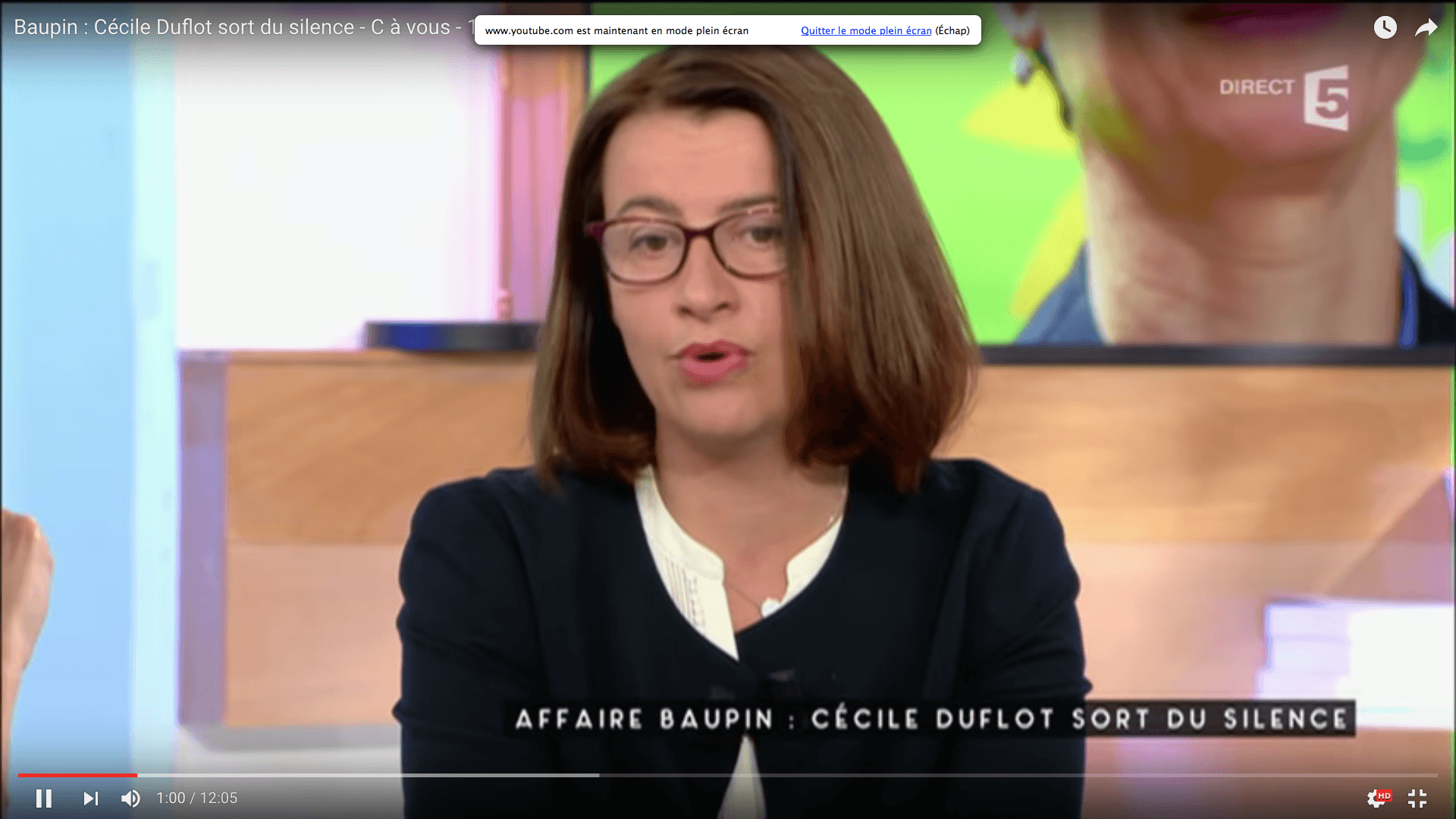 Cécile Duflot, C à vous, France 5 « Affaire Baupin : Cécile Duflot sort du silence »