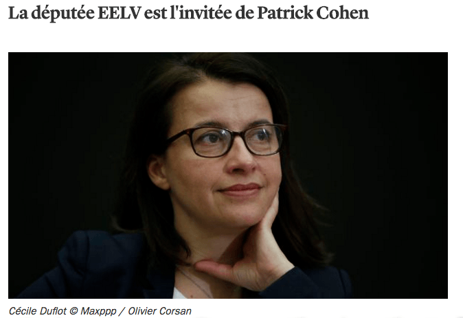 Cécile Duflot, Invitée de P.Cohen, France Inter